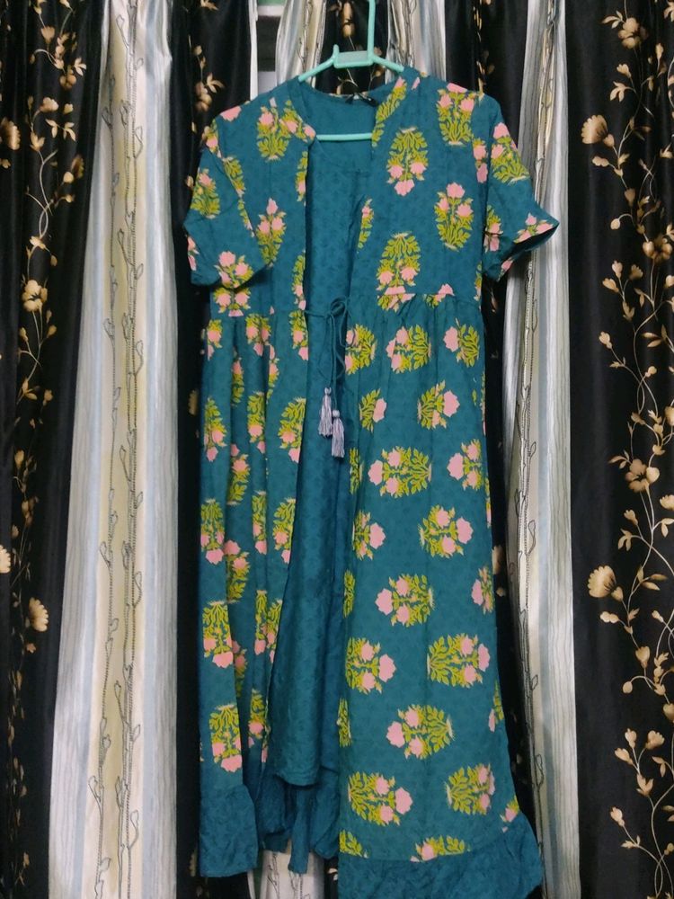 Zudio Sea Green Color Printed Kurta With Inner