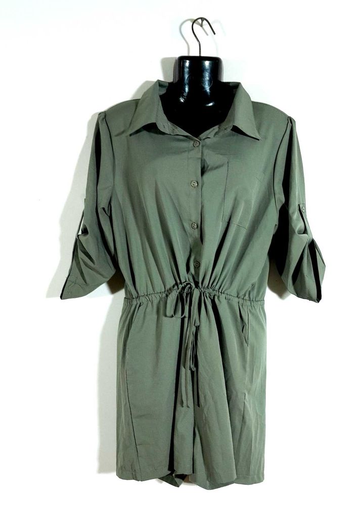 Dark Olive Green Playsuit For Women's