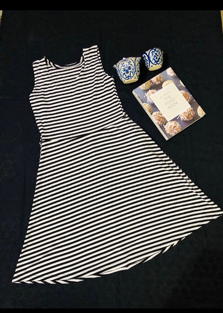 Black White Stripped Mini Dress