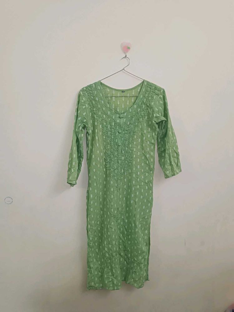 Green Chikinkari Kurta