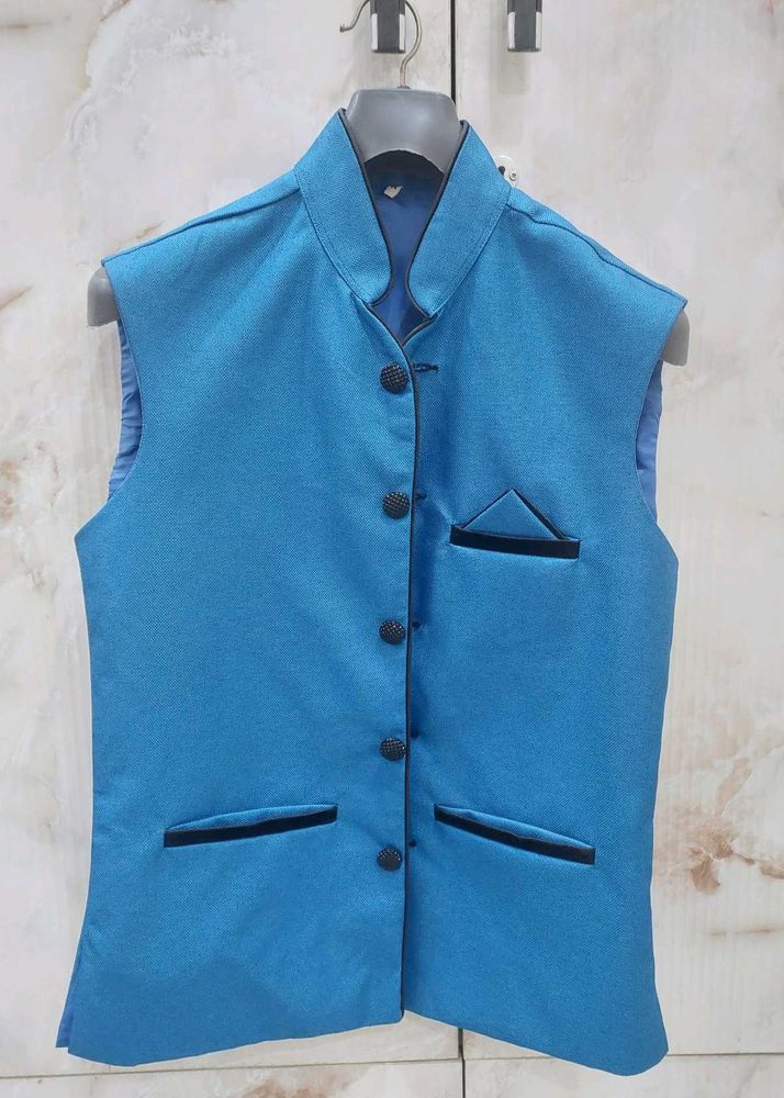 Blue Nehru Jacket In Good Condition