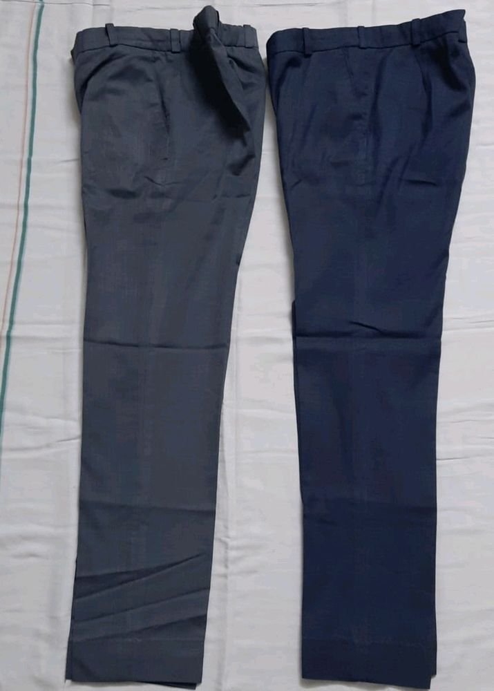 Men's Formal Trousers| Navy Blue and Grey Combo