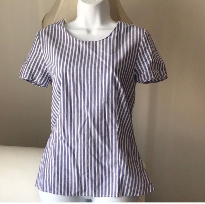 Zara Blue White Stripe Twist Back Tunic top