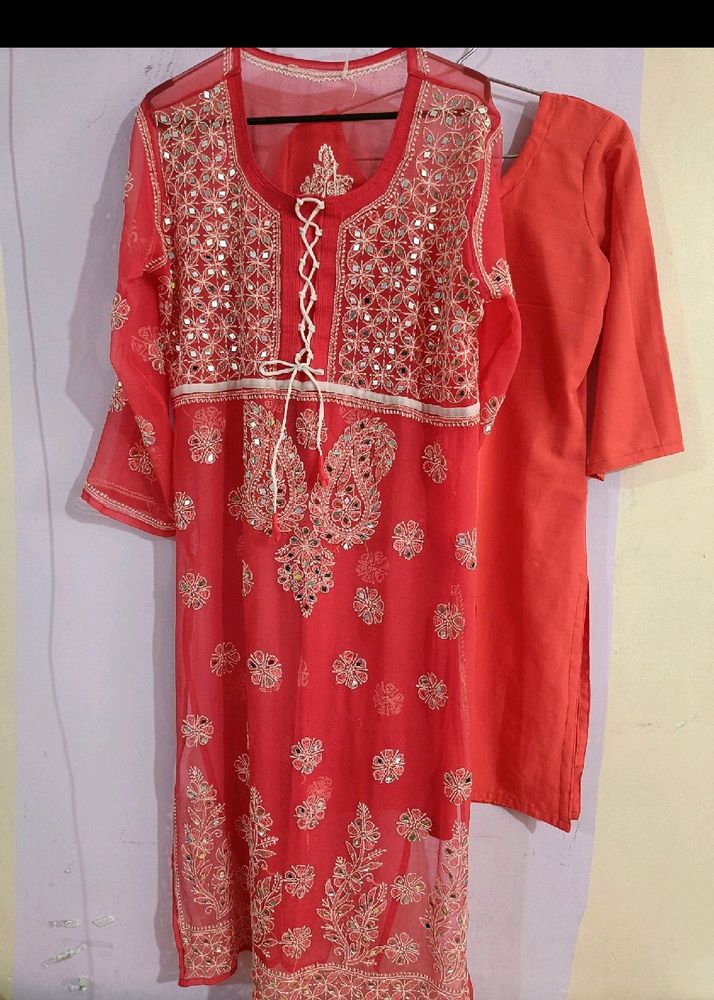 red mirror work kurti ❤️