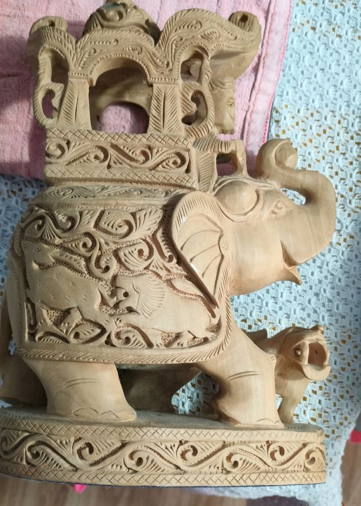 Wooden Carving Elephant Statue