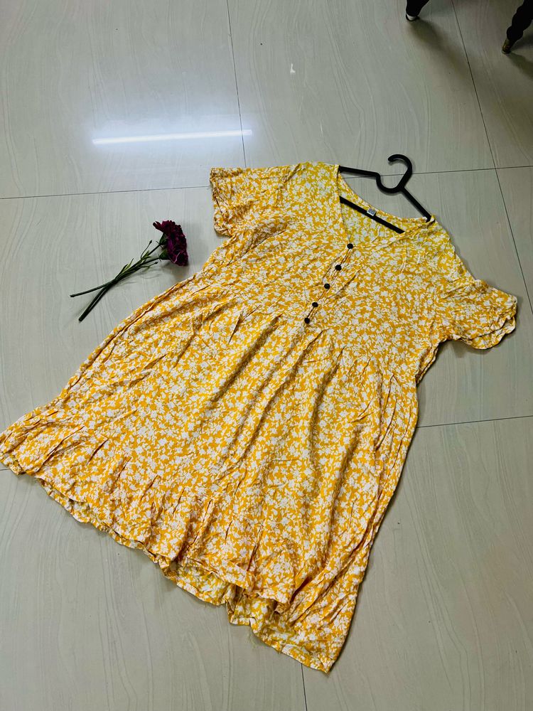 XL Yellow Floral Dress