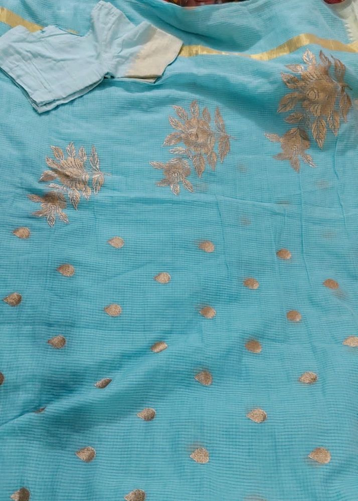 Tissue Cotton Saree With Blouse