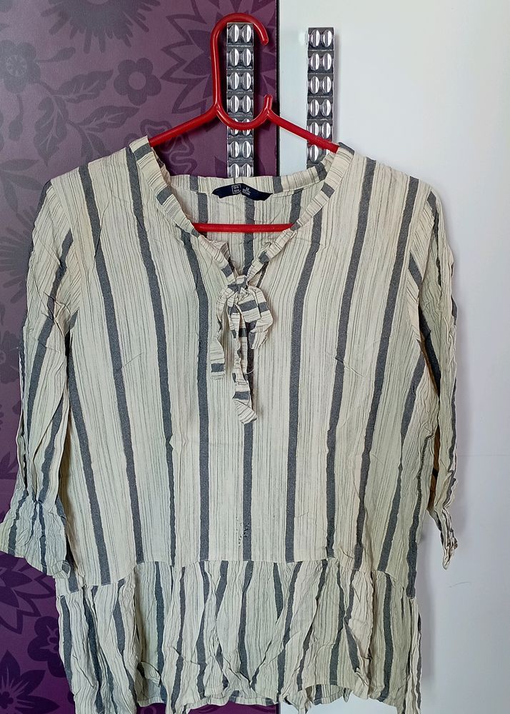 Stripped Top With Flare Sleeves