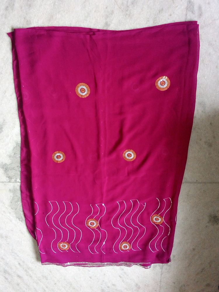 Embroidered Synthetic Saree