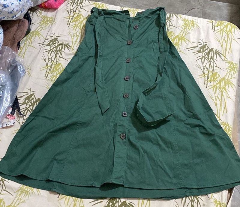 Green Denim Skirt