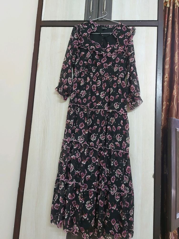 Antheaa Black Purple Maxi Dress