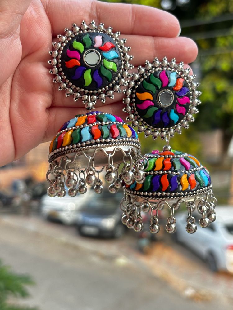 Karwachauth Special Oxidised Jhumka Earrings 😍