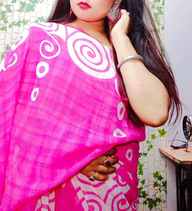 Love Ly Pink💕 Without Blause Saree