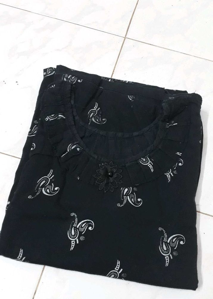 Black Printed Nighty Women