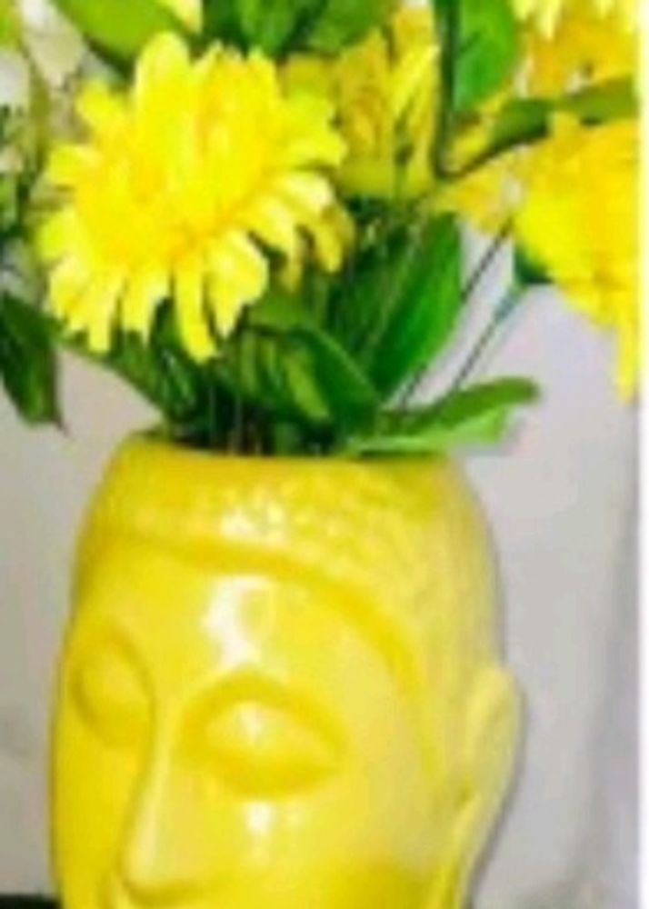 Bhudha Shape Planter In Yellow Colour