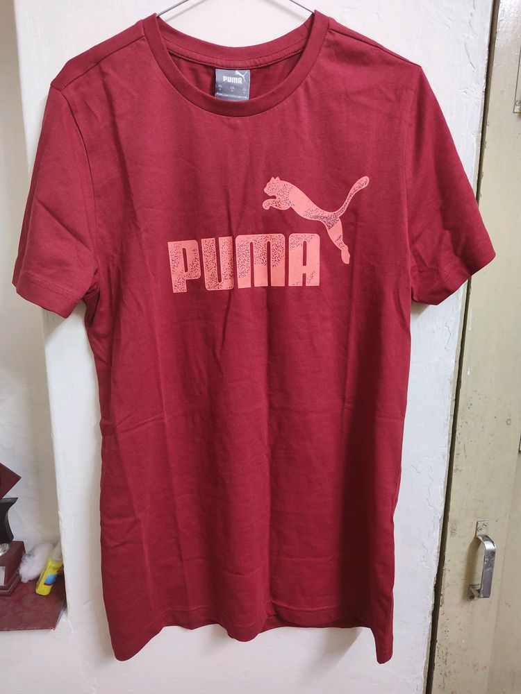 Puma Red Typographic Tshirt Men