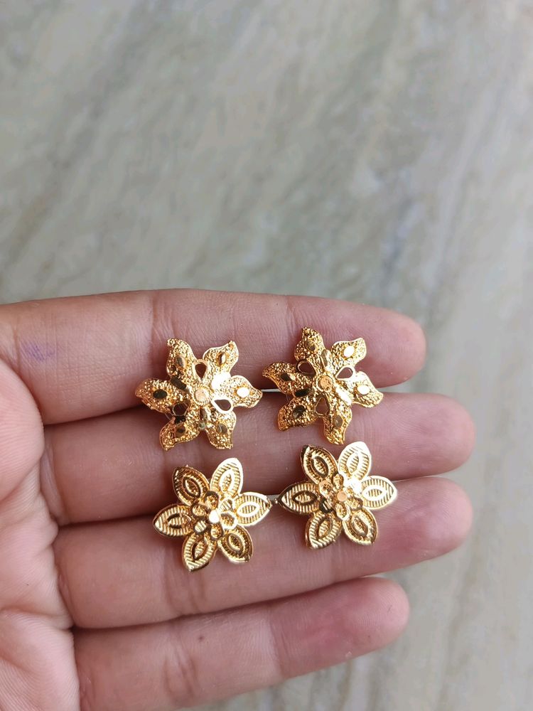 One Gram Gold Plated Studs Combo Of 2