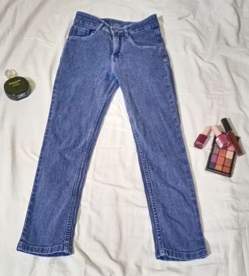 Navy Blue Denim Pant For College Wear