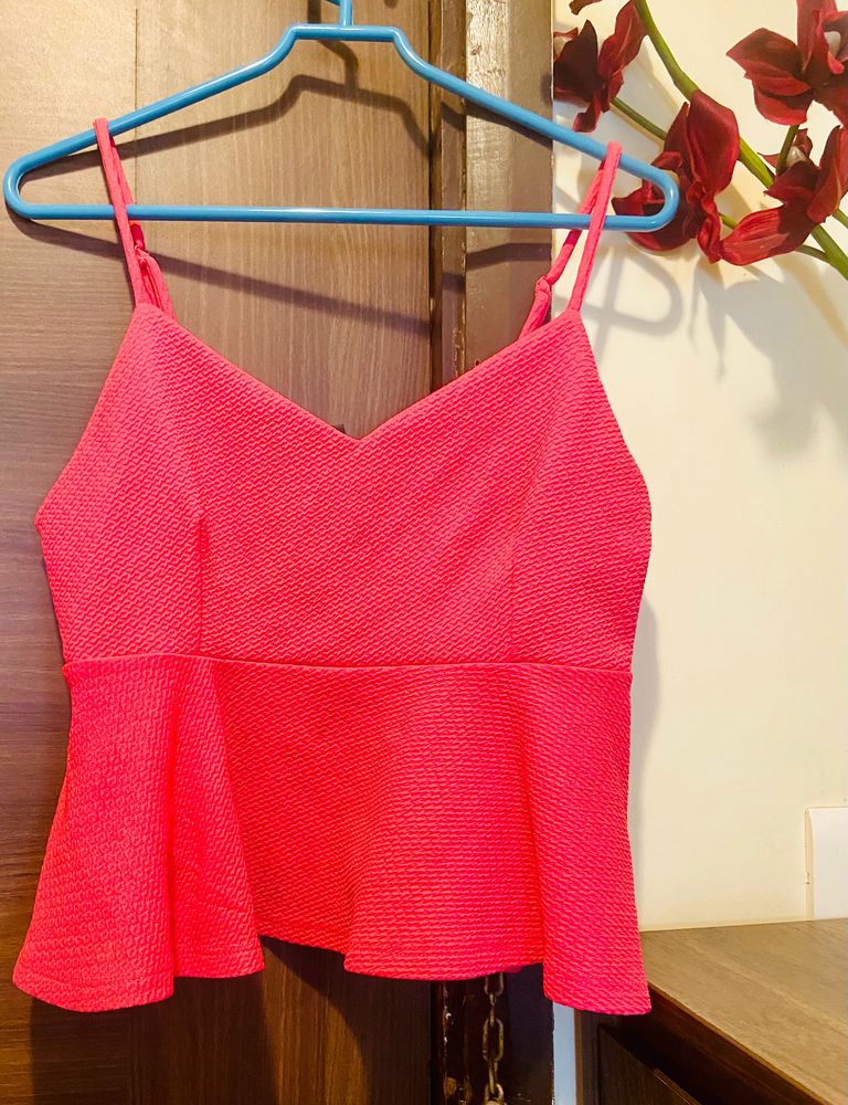 Forever 21 Fuschia Peplum Crop Top