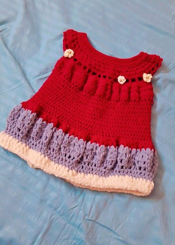 Knitted Baby Frock 0-6 Months  For Girls