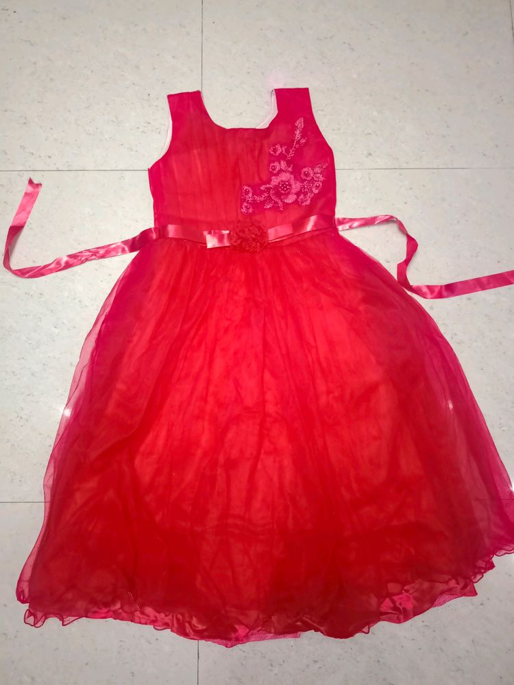 Princess Type Red Colour Long Dress