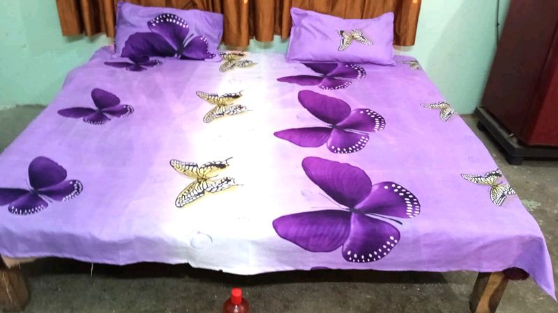 Bombay Dyeing Purple Designed King Size Double Bed