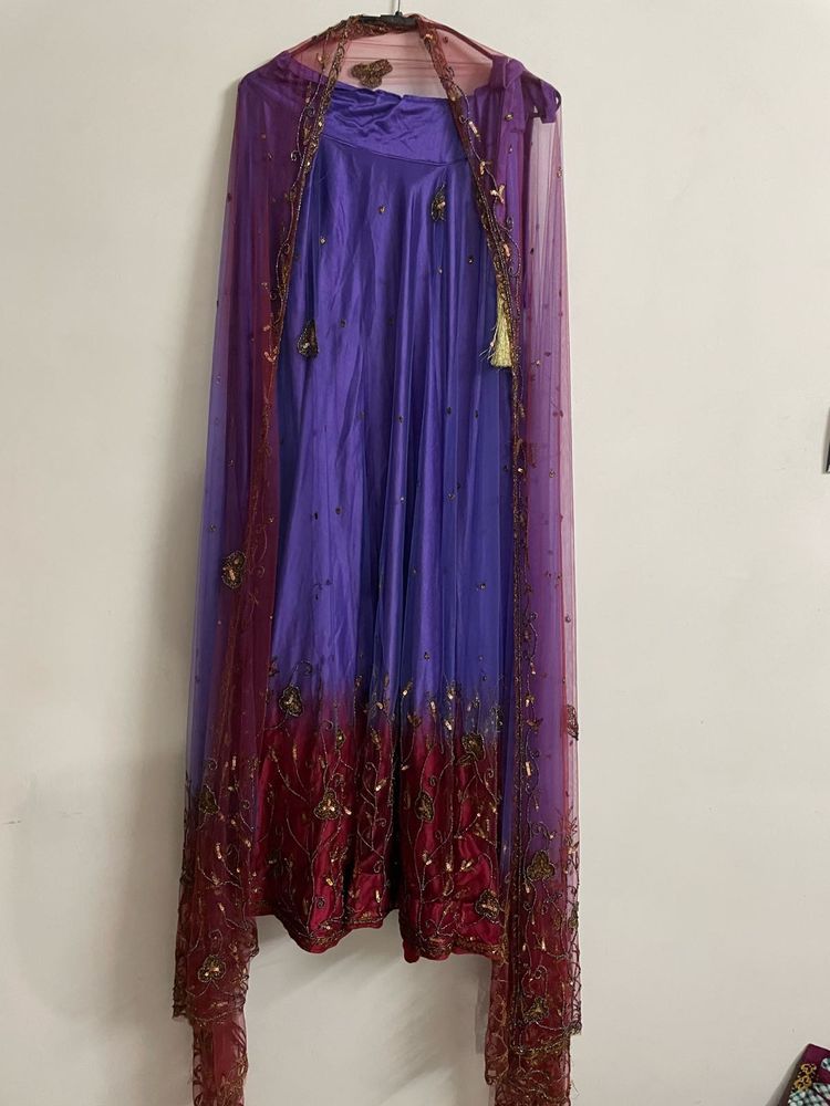 Purple Vintage Lehnga Handwork With Heavy Duppata