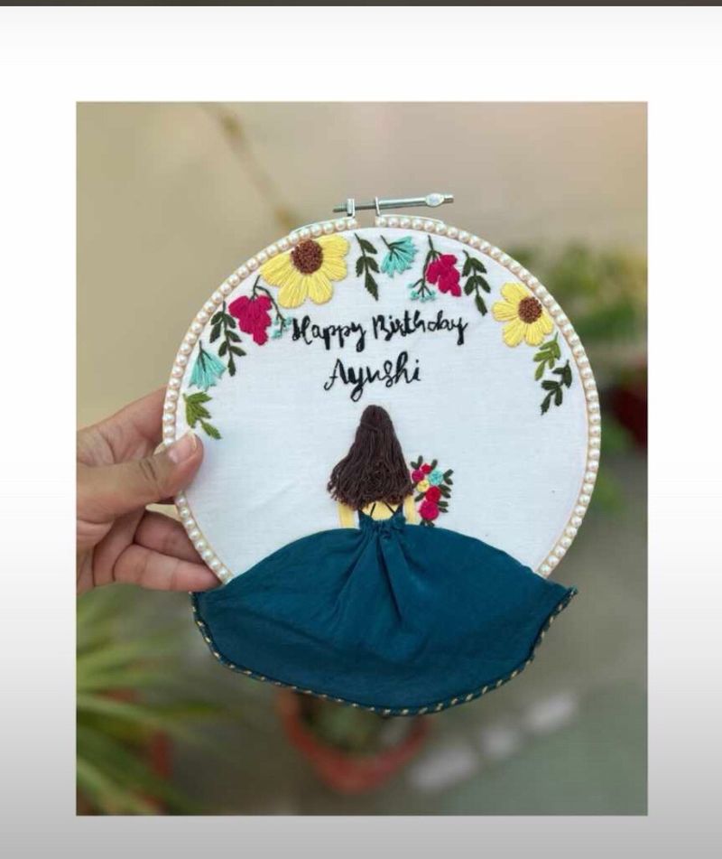 Hand Embroidered Hoop Pretty Ring