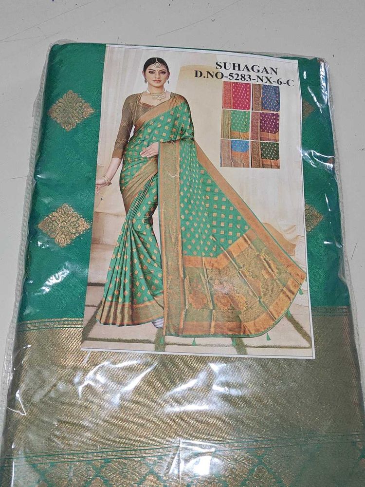 New Green Art Silk Saree