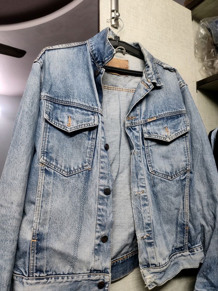 Denim rough oversized jacket