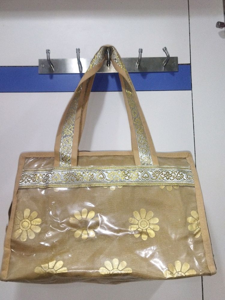 Beautiful Golden Hand Bag With 3 Chains