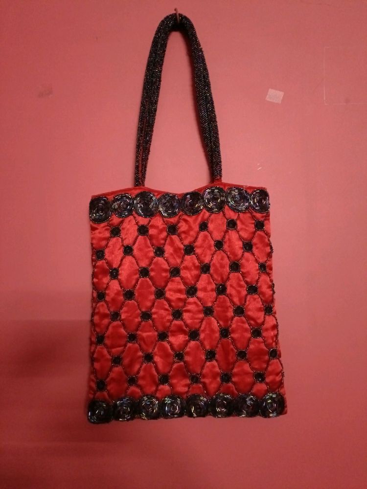 Satin Red Hand Bag