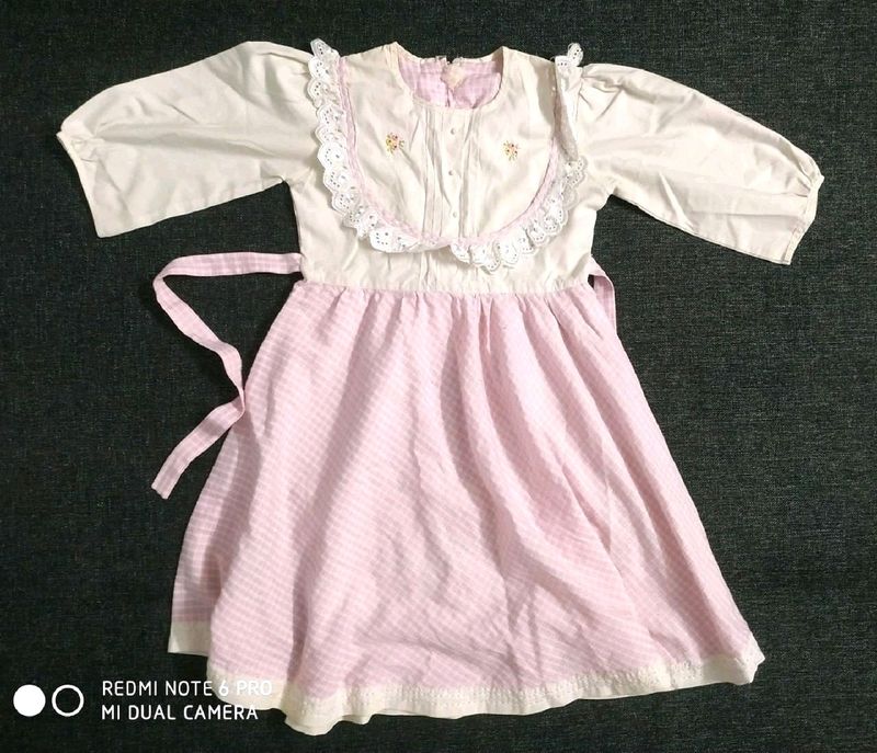 Baby Pink Frill Frock Dress