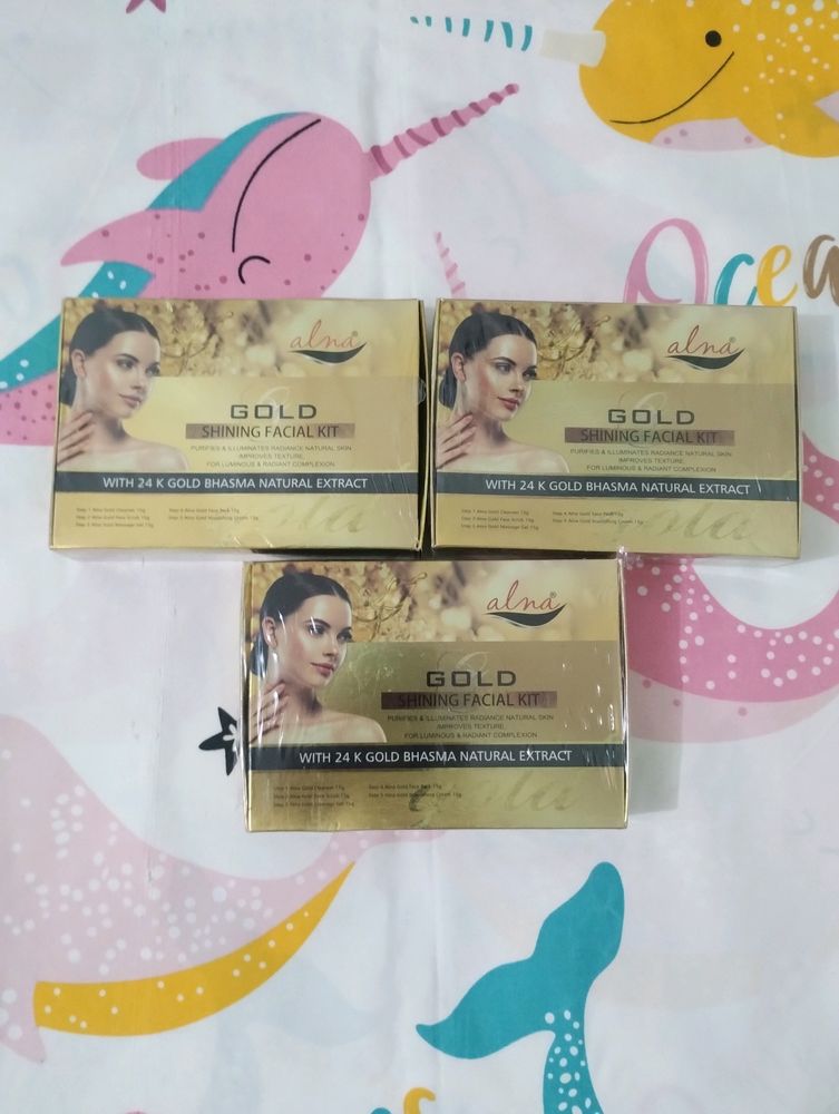 Alna Brand Gold Facial Kit Combo Pack Of 3