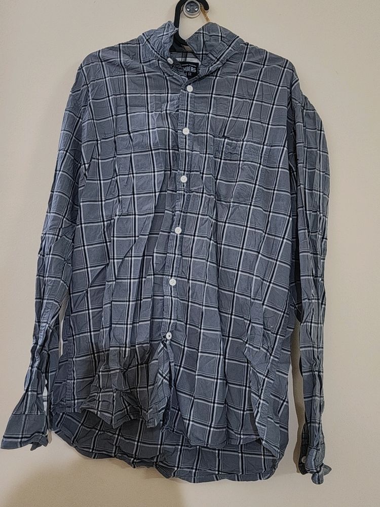 Grey Formal check Shirt