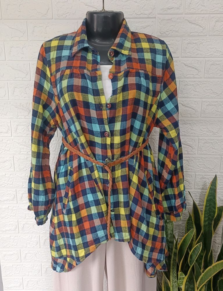 Checkered High Low Shirt