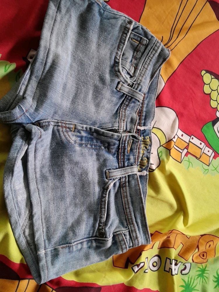 Denim Low Waist Shorts