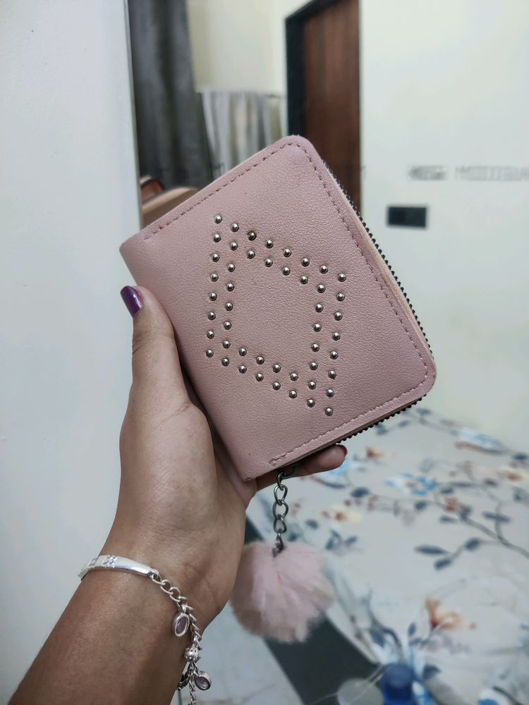 Pink Hand Wallet For Money And Cards