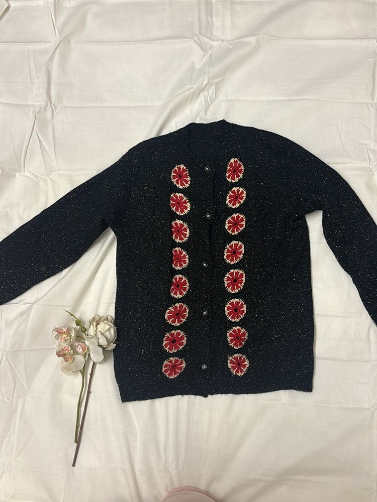 Korean Sparkly Cropped Sweater