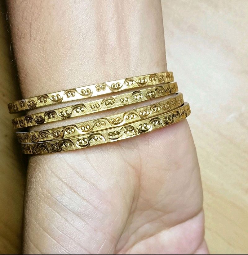 Brass Gold Plated Bangles Set