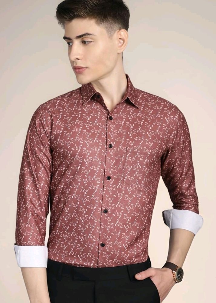 Printed Slim Fit Cotton Blend Formal Shirt