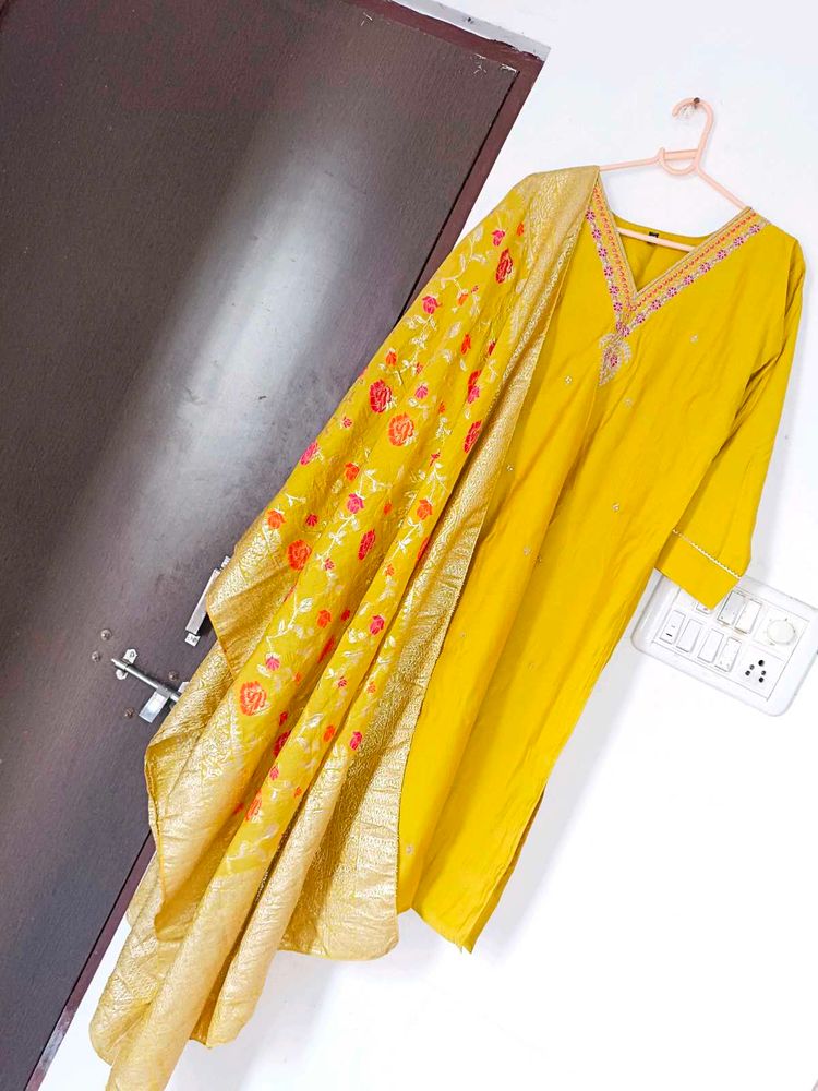 Mustard Coloured Kurta Set