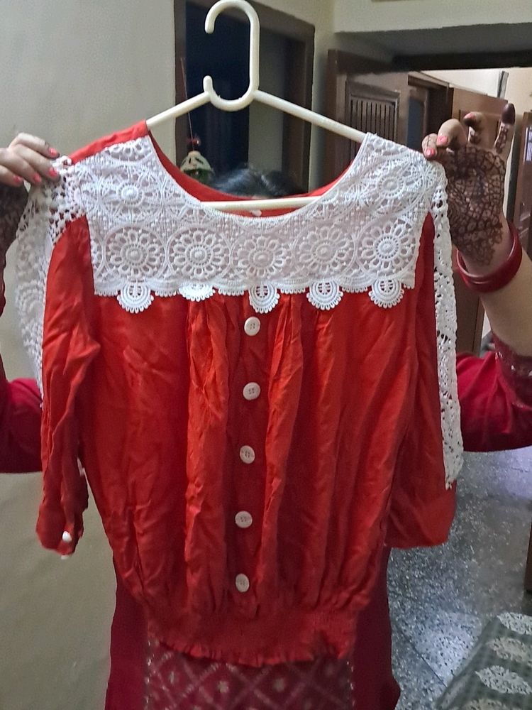 Red Color Top For Women