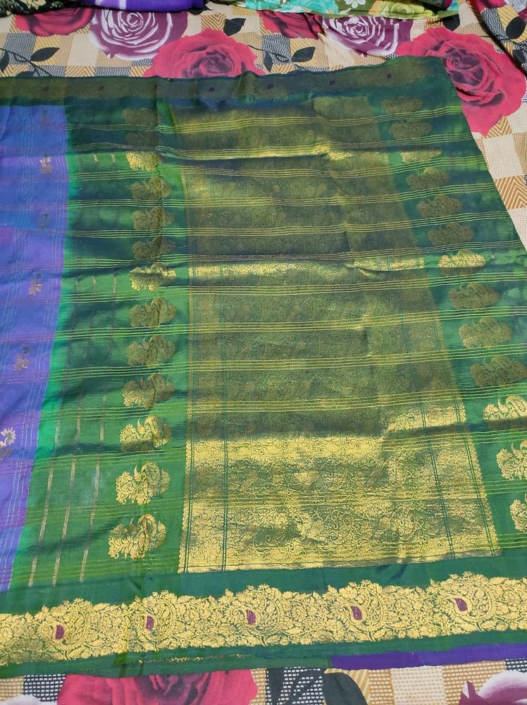 Violet And Green Silk Saree