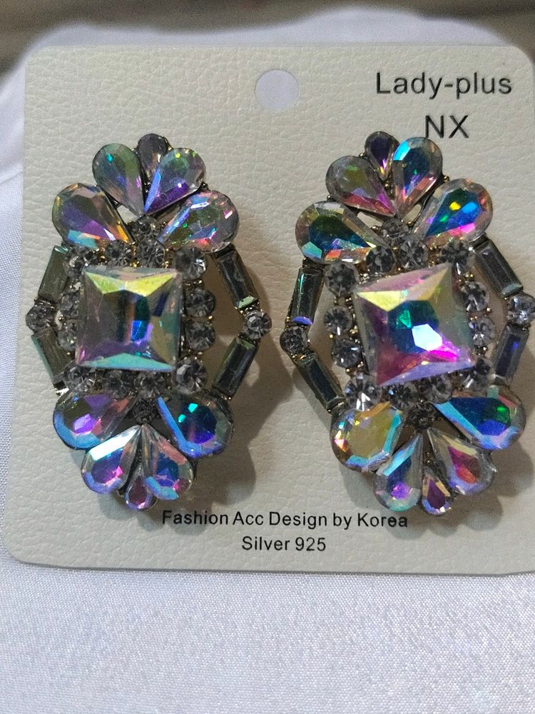 Glass Stone Earring Big Size