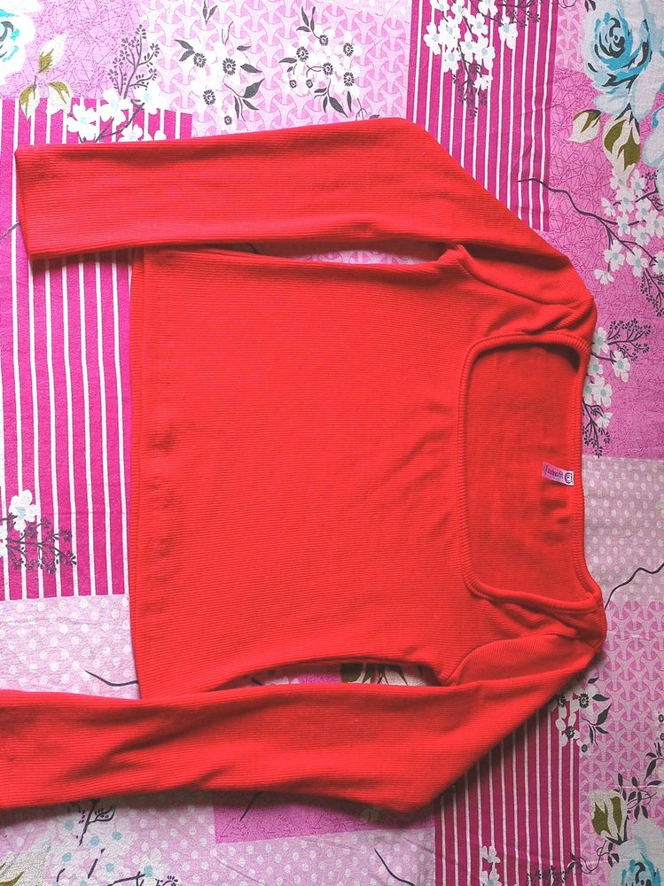 Red Colour , Square Neck, Crop Top for Women