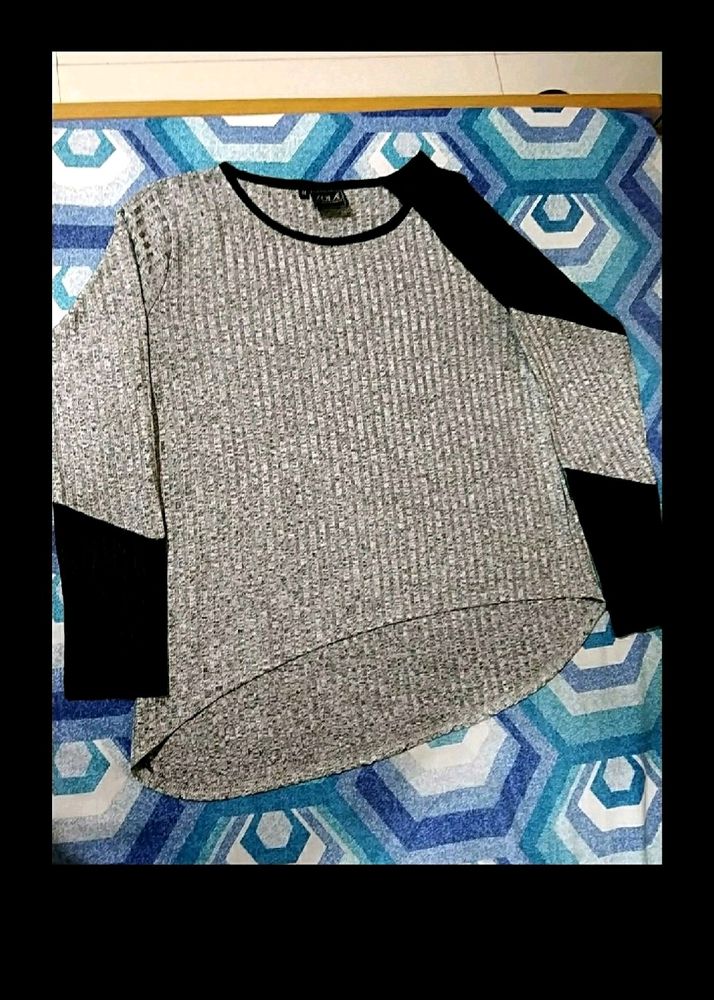 Newly Shimmer Grey Top Full Sleeves