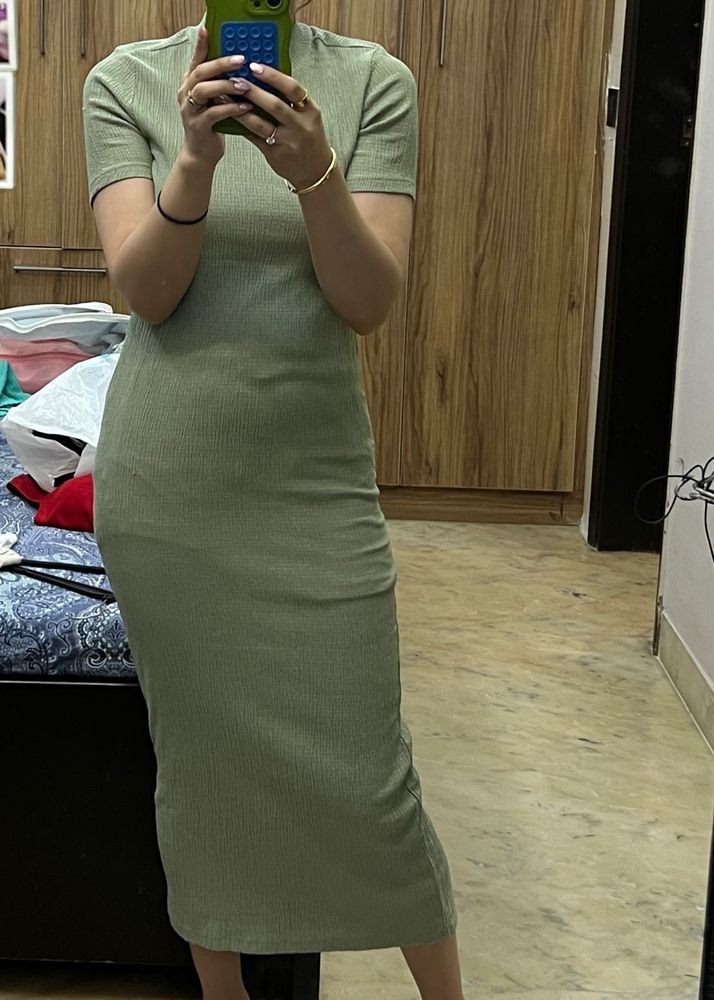 Green Straight Midi Dress