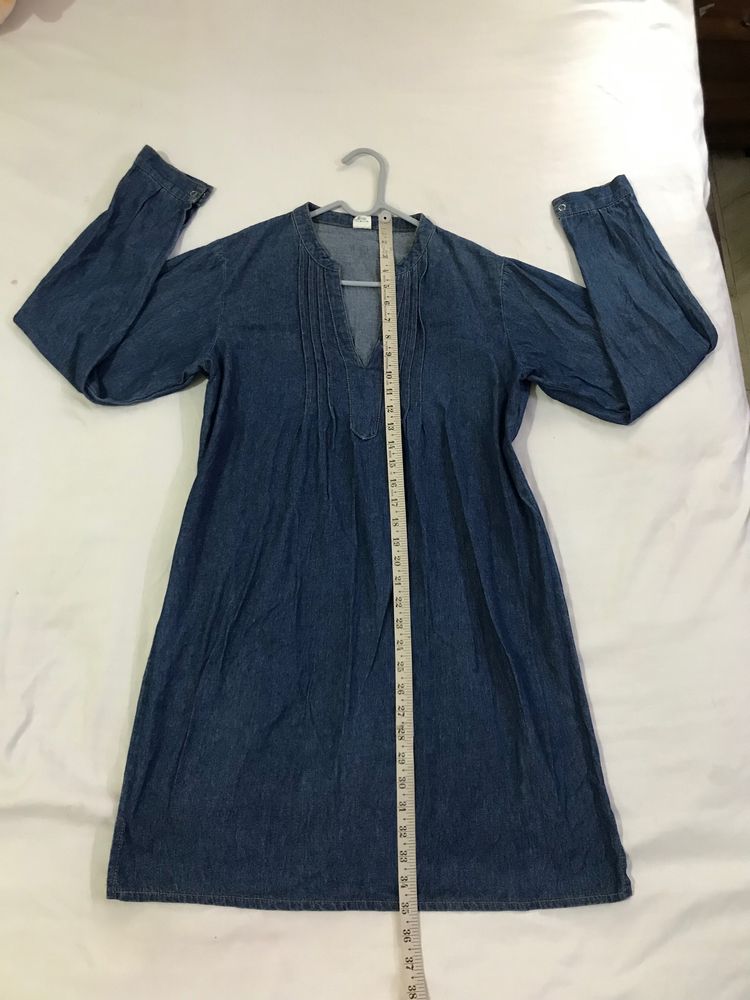 Cotton Denim Short Dress Size M