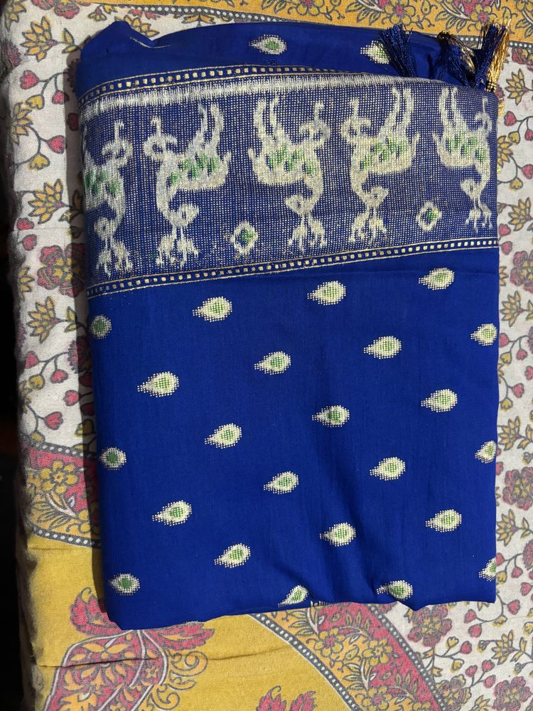 Pure Cotton Navy Blue Saree 💙